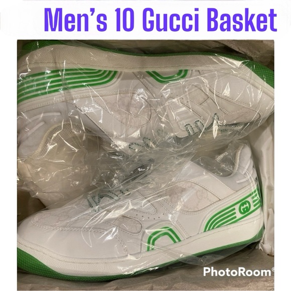 Gucci Other - NIB Gucci 10 Men’s Basketball Shoes White Green Box Cloth Bags Basket